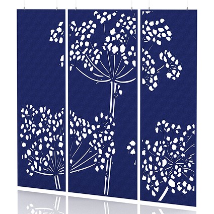Sch! Acoustic Hanging Wall Panel - Wildflower (3 panels) - Cobalt Blue