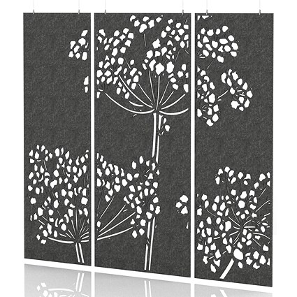 Sch! Acoustic Hanging Wall Panel - Wildflower (3 panels) - Graphite Charcoal