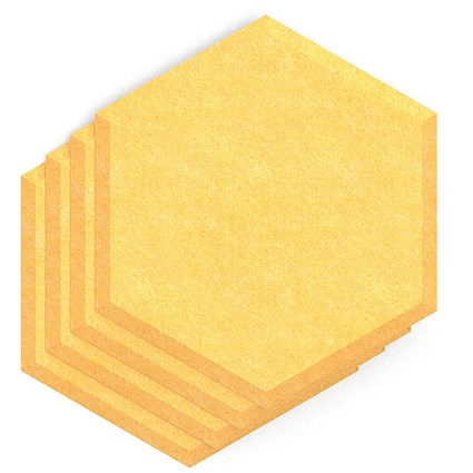 Sch! Acoustic Wall Tile - Set of 4 - Bevelled Edge - Hexagon - Buttercup Yellow
