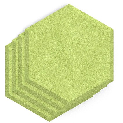 Sch! Acoustic Wall Tile - Set of 4 - Bevelled Edge - Hexagon - Lime Green
