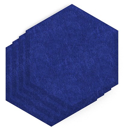 Sch! Acoustic Wall Tile - Set of 4 - Bevelled Edge - Hexagon - Cobalt Blue