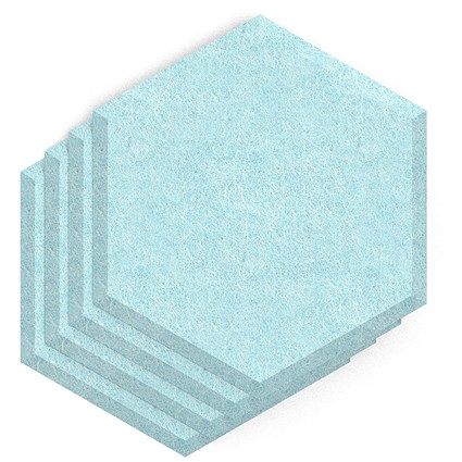 Sch! Acoustic Wall Tile - Set of 4 - Bevelled Edge - Hexagon - Sky Light Blue