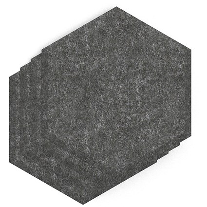 Sch! Acoustic Wall Tile - Set of 4 - Bevelled Edge - Hexagon - Graphite Charcoal