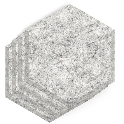 Sch! Acoustic Wall Tile - Set of 4 - Bevelled Edge - Hexagon - Pebble Light Grey