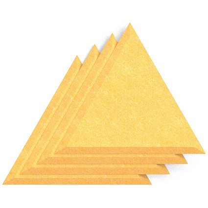 Sch! Acoustic Wall Tile - Set of 4 - Bevelled Edge - Triangle - Buttercup Yellow