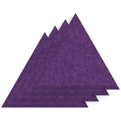 Sch! Acoustic Wall Tile - Set of 4 - Bevelled Edge - Triangle - Plum Purple
