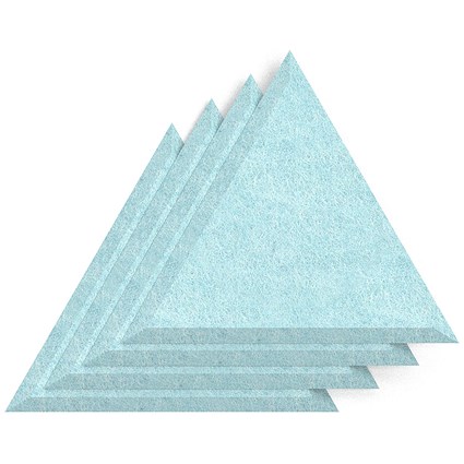 Sch! Acoustic Wall Tile - Set of 4 - Bevelled Edge - Triangle - Sky Light Blue