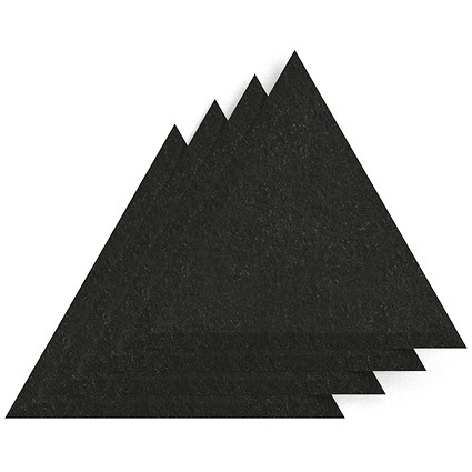 Sch! Acoustic Wall Tile - Set of 4 - Bevelled Edge - Triangle - Raven Black