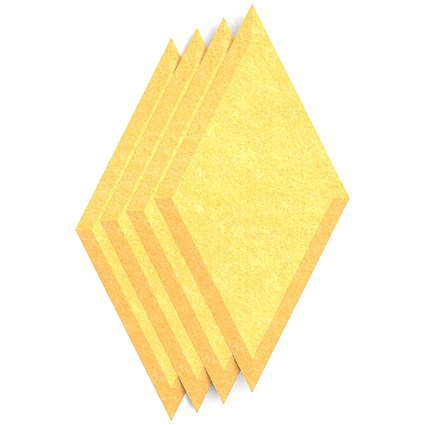 Sch! Acoustic Wall Tile - Set of 4 - Bevelled Edge - Diamond - Buttercup Yellow