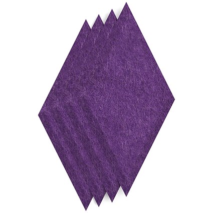Sch! Acoustic Wall Tile - Set of 4 - Bevelled Edge - Diamond - Plum Purple