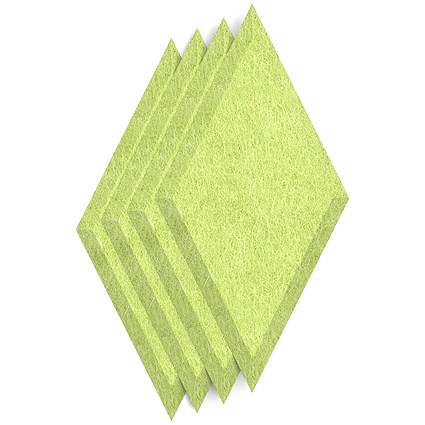 Sch! Acoustic Wall Tile - Set of 4 - Bevelled Edge - Diamond - Lime Green