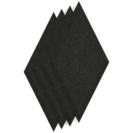 Sch! Acoustic Wall Tile - Set of 4 - Bevelled Edge - Diamond - Raven Black
