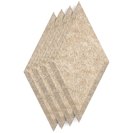 Sch! Acoustic Wall Tile - Set of 4 - Bevelled Edge - Diamond - Oatmeal Beige