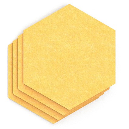 Sch! Acoustic Wall Tile - Set of 4 - Square Edge - Hexagon - Buttercup Yellow