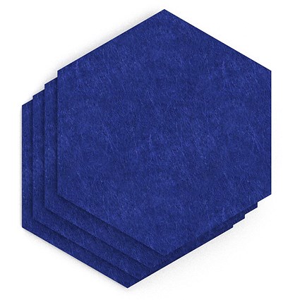 Sch! Acoustic Wall Tile - Set of 4 - Square Edge - Hexagon - Cobalt Blue