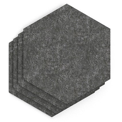 Sch! Acoustic Wall Tile - Set of 4 - Square Edge - Hexagon - Graphite Charcoal