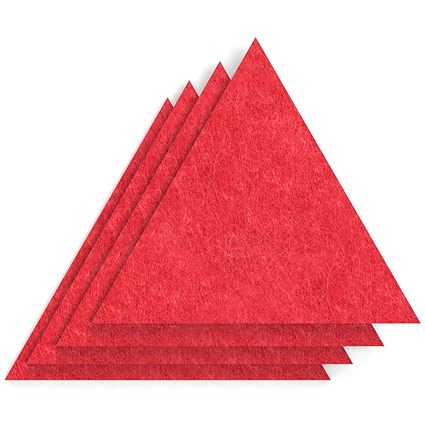 Sch! Acoustic Wall Tile - Set of 4 - Square Edge - Triangle - Poppy Red