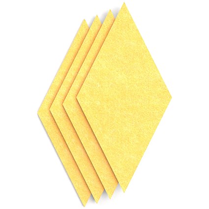 Sch! Acoustic Wall Tile - Set of 4 - Square Edge - Diamond - Buttercup Yellow