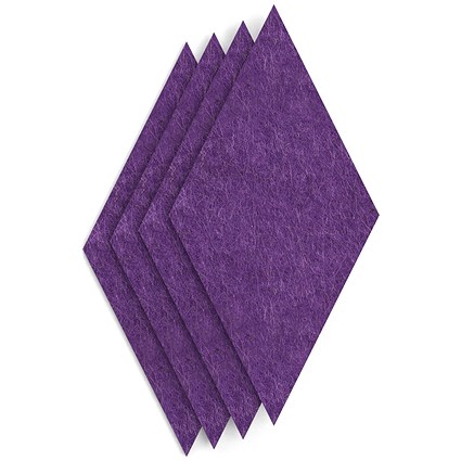 Sch! Acoustic Wall Tile - Set of 4 - Square Edge - Diamond - Plum Purple