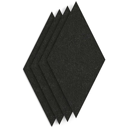 Sch! Acoustic Wall Tile - Set of 4 - Square Edge - Diamond - Raven Black