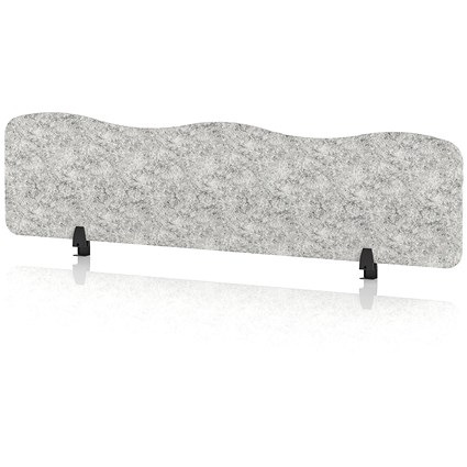 Sch! Acoustic Desktop Screen - Wave - 1600 x 400mm - Pebble Light Grey