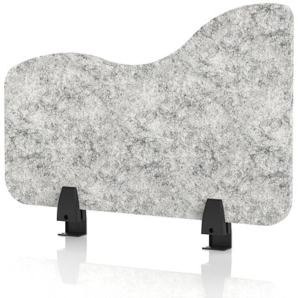 Sch! Acoustic Desktop Side Screen - Wave - 600 x 400mm - Pebble Light Grey