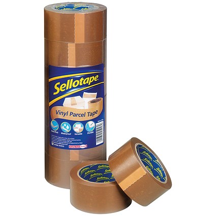 Sellotape Vinyl Case Sealing Tape 50mmx66m Brown (6 Pack)1447026