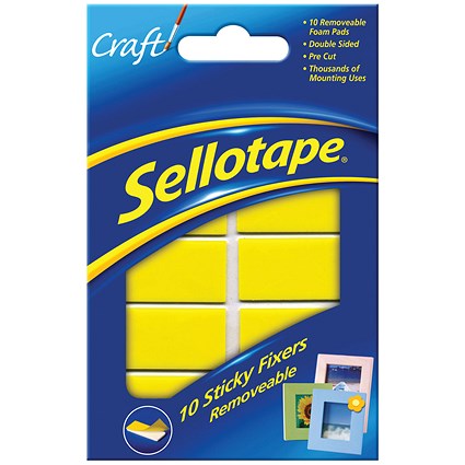 Sellotape Sticky Fixers Removable Pads, 20mmx40mm, Pack of 10
