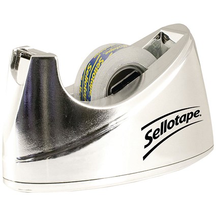 Sellotape Small Desktop Tape Dispenser, Takes 19mm x 33m Tape, Chrome Sellotape Small Desktop Tape Dispenser, Takes 19mm x 33m Tape, Chrome