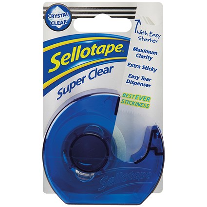 Sellotape Super Clear Tape and Dispenser, 18mmx15m, Pack of 7