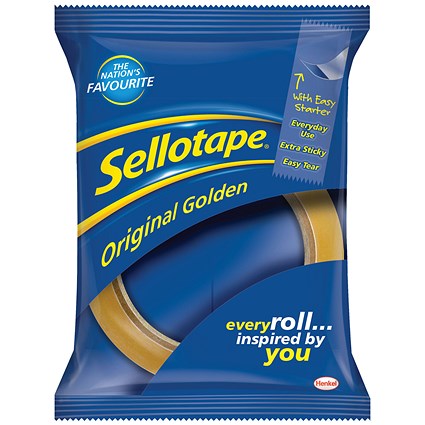 Sellotape Original Golden Tape Rolls, 24mmx66m, Pack of 6