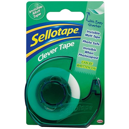 Sellotape Clever Invisible Tape and Dispenser, 18mmx25m, Pack of 7