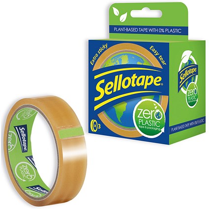 Sellotape Zero Plastic Tape Rolls, 24mm x 30m, Pack of 3