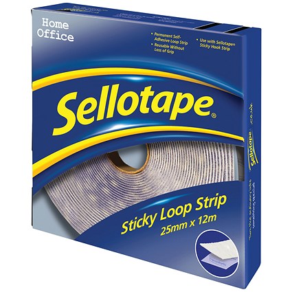 Sellotape Permanent Sticky Loop Strip, 25mmx12m, White