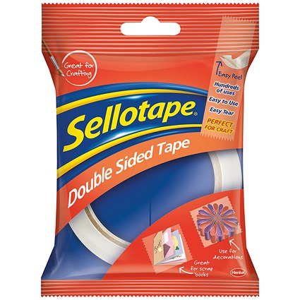 Sellotape Double-Sided Tape, 50mm x 33m, Pack of 3