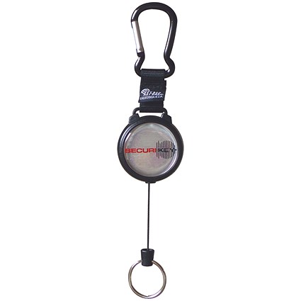 Securikey Karabiner Key Reel with Kevlar Cord, Black and Silver