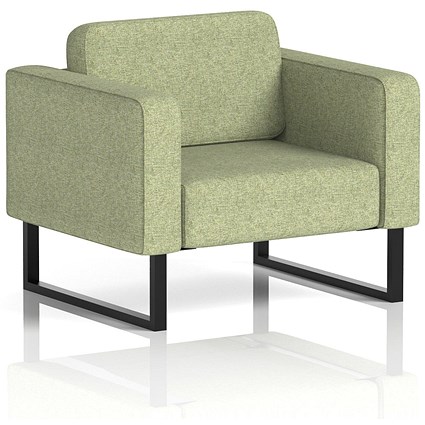 Brixworth Armchair, With Black Legs, In Rivet Fabric, Burnish