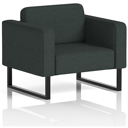 Brixworth Armchair, With Black Legs, In Rivet Fabric, Charcoal
