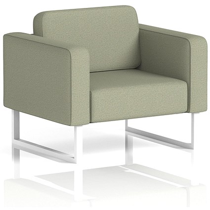 Brixworth Armchair, With White Legs, In Main Line Flax Fabric, Newbury