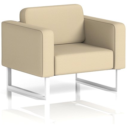 Brixworth Armchair, With White Legs, In Sumi Fabric, Zen