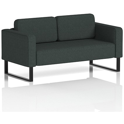 Brixworth 2 Seater Sofa, With Black Legs, In Rivet Fabric, Charcoal