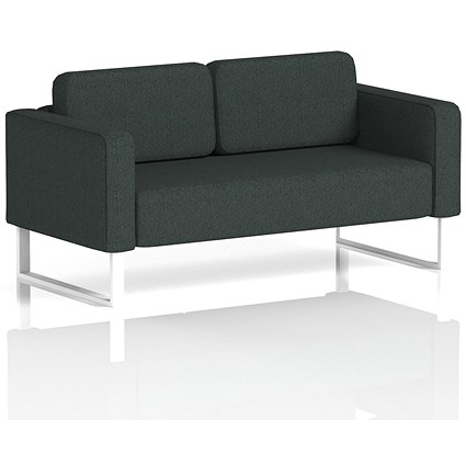 Brixworth 2 Seater Sofa, With White Legs, In Rivet Fabric, Charcoal