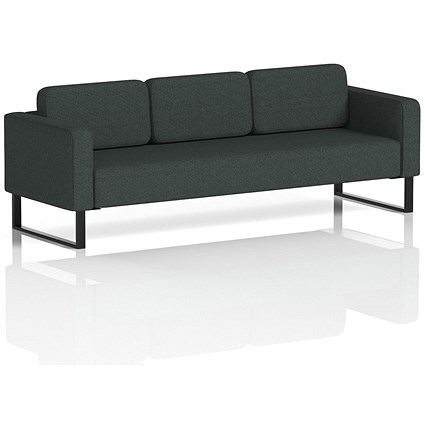 Brixworth 3 Seater Sofa, With Black Legs, In Rivet Fabric, Charcoal