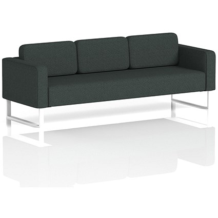 Brixworth 3 Seater Sofa, With White Legs, In Rivet Fabric, Charcoal