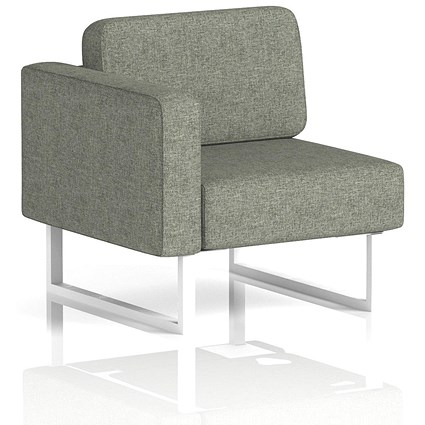 Brixworth Modular Seating Right Unit, With White Legs, In Rivet Fabric, Vitreous
