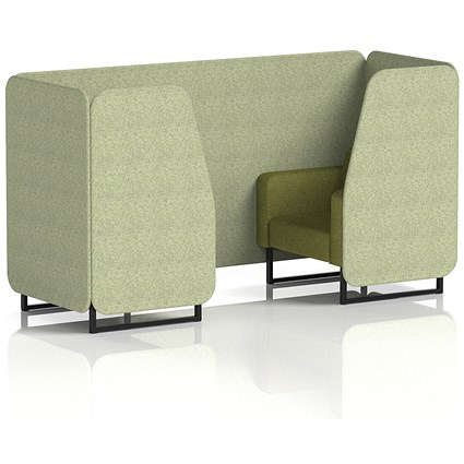 Brixworth 2 Seater Booth, Black Legs, Rivet Fabric, Burnish Panels And Olive Sofa