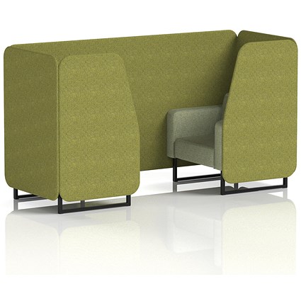 Brixworth 2 Seater Booth, Black Legs, Rivet Fabric, Olive Panels And Burnish Sofa Brixworth 2 Seater Booth, Black Legs, Rivet Fabric, Olive Panels And Burnish Sofa