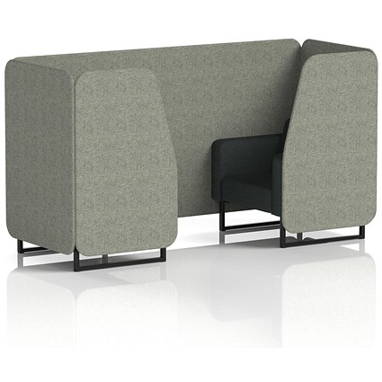 Brixworth 2 Seater Booth, Black Legs, Rivet Fabric, Vitreous Panels And Charcoal Sofa