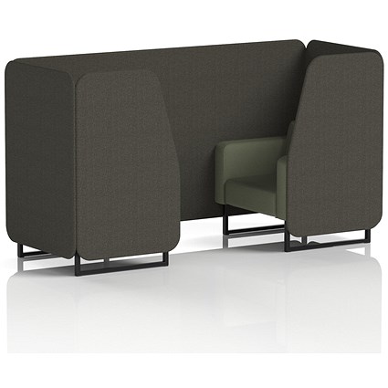 Brixworth 2 Seater Booth, Black Legs, Main Line Flax Fabric, Temple Panels And Monument Sofa
