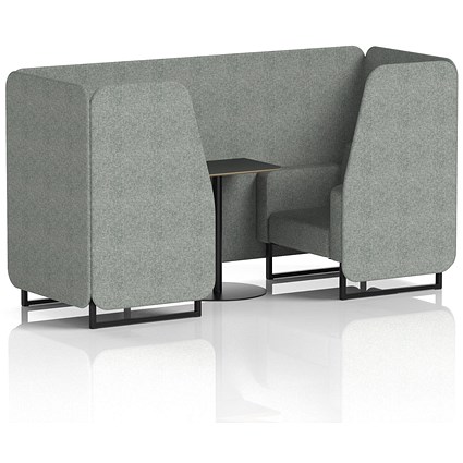 Brixworth 2 Seater Booth with Table, Black Legs, Black Table, Rivet Fabric, Prime Panels And Sofa